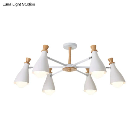 Metal Macaron Loft Candy Colored Pendant Light: Living Room Half-Bottle Chandelier - 6/8 Heads In