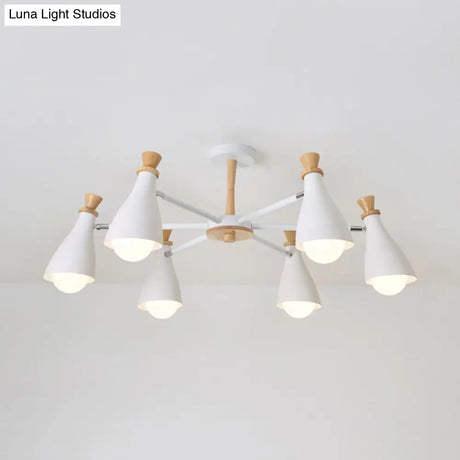 Metal Macaron Loft Candy Colored Pendant Light: Living Room Half-Bottle Chandelier - 6/8 Heads In