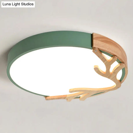 Metal Nordic Flush Mount Spotlight With Antlers - Round 1 - Light Light
