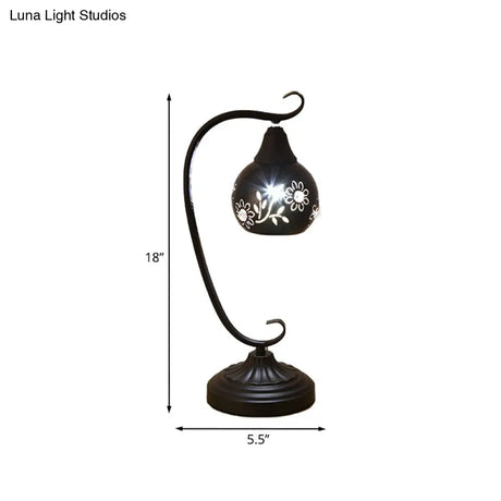 Metal Orb Night Light: Minimalist Led Table Lamp With Elegant Hollow-Out Flower Design
