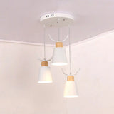 Metal Pendant Lamp With Antler Accents Nordic Hanging Light For Cloth Shop - White 3 Lights
