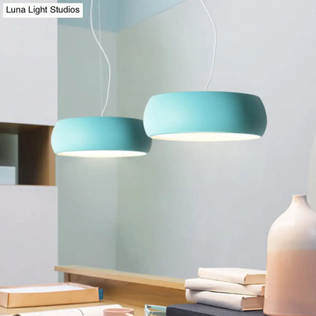 Metal Pendant Lighting With Diffuser - Blue Bowl Hanging Lamp Kit In 3 Sizes (10’/13’/17’)