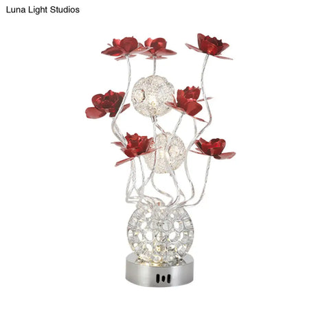 Metal Sphere Led Bedside Lamp - Modern Desk Lighting Decor Purple/Red Colors Warm/White Light