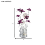 Metal Sphere Led Bedside Lamp - Modern Desk Lighting Decor Purple/Red Colors Warm/White Light