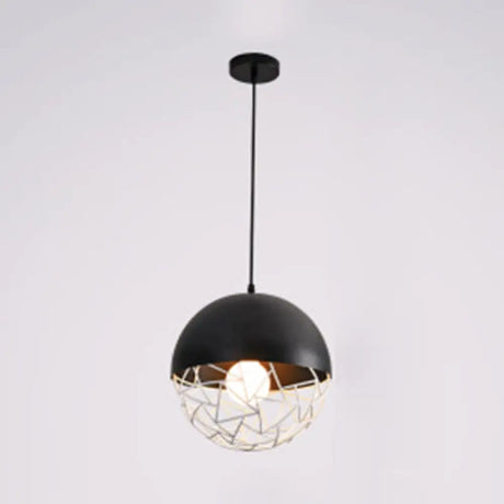 Metal Sphere Pendant Light Fixture - Contemporary Hollow Design With 1 Bulb Suspended In
