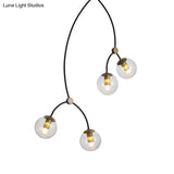 Metal Twig Pendant Light With Clear/Cream Glass Shade - Creative Hanging Lamp For Living Room In