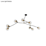 Metal Twig Pendant Light With Clear/Cream Glass Shade - Creative Hanging Lamp For Living Room In