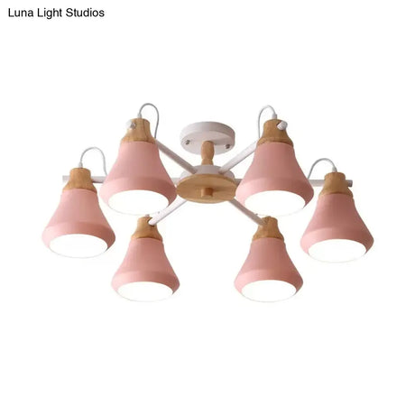 Metal Urn Shaped Suspension Light - Pink Kindergarten Macaron Style Chandelier