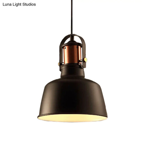 Metallic Barn Ceiling Pendant - Vintage Style 1-Light Restaurant Lamp With 47’ Hanging Cord In