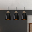 Metallic Bell Pendulum Lighting - Minimalist 3-Light Black Hanging Lamp With Linear Canopy