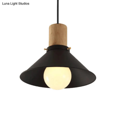 Metallic Black Pendant Lamp With Cone/Saucer Shade And Contemporary Design For Living Room