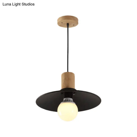 Metallic Black Pendant Lamp With Cone/Saucer Shade And Contemporary Design For Living Room