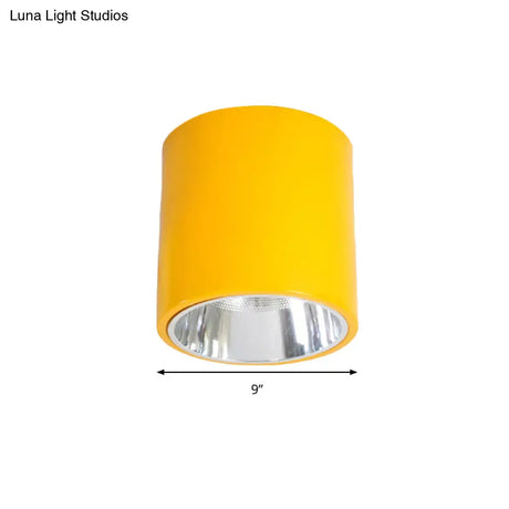 Metallic Cylinder Ceiling Mount Shop Light With Commercial Grade Cloth Shade