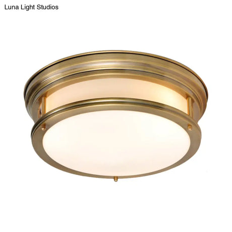 Metallic Flush Mount Lamp: Colonial 3 - Light Ceiling Fixture - Gold