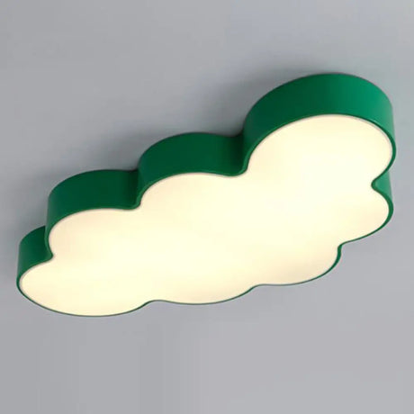 Metallic Led Flush Mount For Kids Rooms With Acrylic Shade Green / Natural