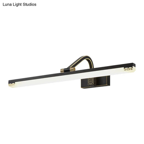 Metallic Led Swing Arm Wall Lamp In Black For Elongated Dressing Tables