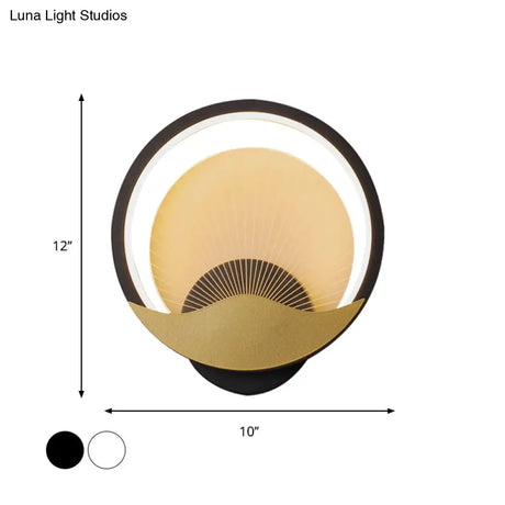 Metallic Led Wall Sconce With Acrylic Shade In Black-Gold/White-Gold Or White For Modern Bedside