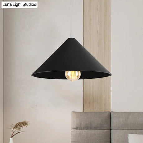 Metallic Macaron Style Pendant Light Fixture For Coffee Shops With Conic Shade Single Bulb In