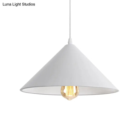Metallic Macaron Style Pendant Light Fixture For Coffee Shops With Conic Shade Single Bulb In