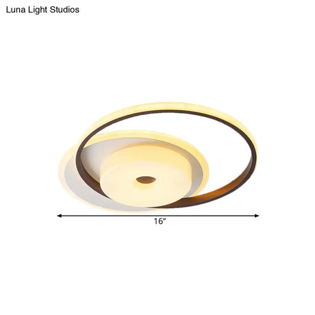 Metallic Nordic Led Flush Mount Ceiling Fixture In Warm/White 16’/19.5’ Wide
