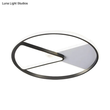 Metallic Round Slim Ceiling Light With Simple Black Design And Led Flush Mount - Warm/White Option