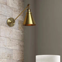 Metallic Vintage Brass Wall Sconce With Tapered Shade - Indoor Lighting (8/12 Diameter) / 8