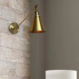 Metallic Vintage Brass Wall Sconce With Tapered Shade - Indoor Lighting (8/12 Diameter) / 8
