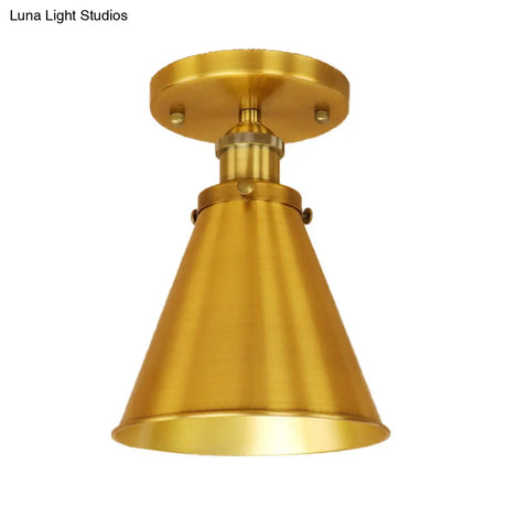 Metallic Vintage Style Rust/Copper Semi Flush Light Fixture - 1 Tapered Indoor Design