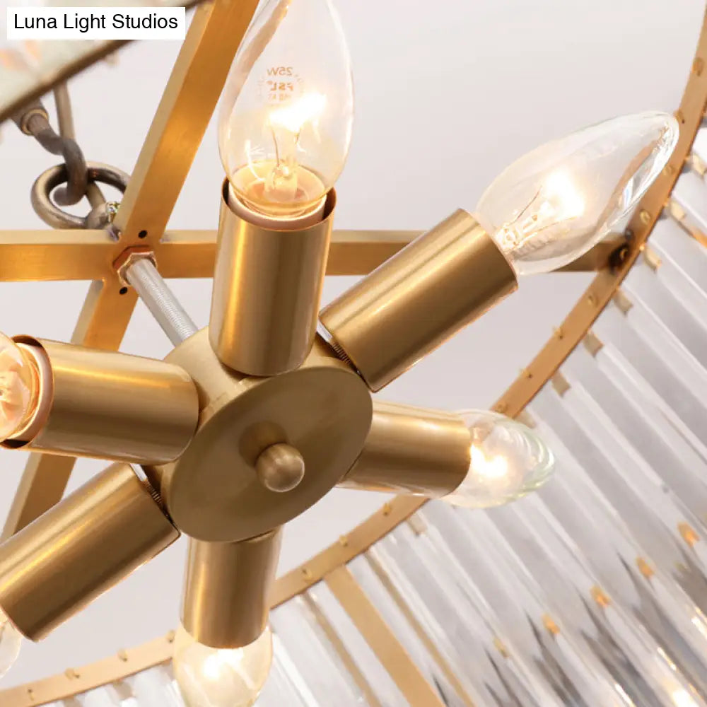 Mid-Century 4/5-Head Flush Mount Light: 16/19.5 Wide Circular Ceiling Fixture In Brass With Metal