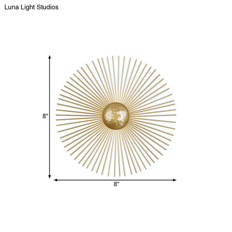 Mid Century Metal Brass Led Circle Wall Sconce Light Multiple Sizes (8/12/16 Dia)