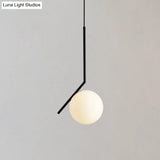 Mid-Century Modern White Glass Hanging Pendant Light For Bedroom - 1-Light Fixture