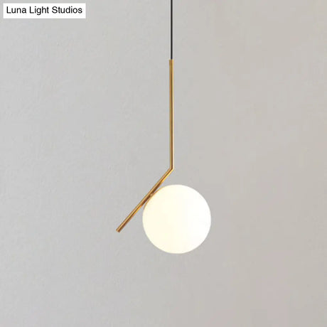 Mid-Century Modern White Glass Hanging Pendant Light For Bedroom - 1-Light Fixture