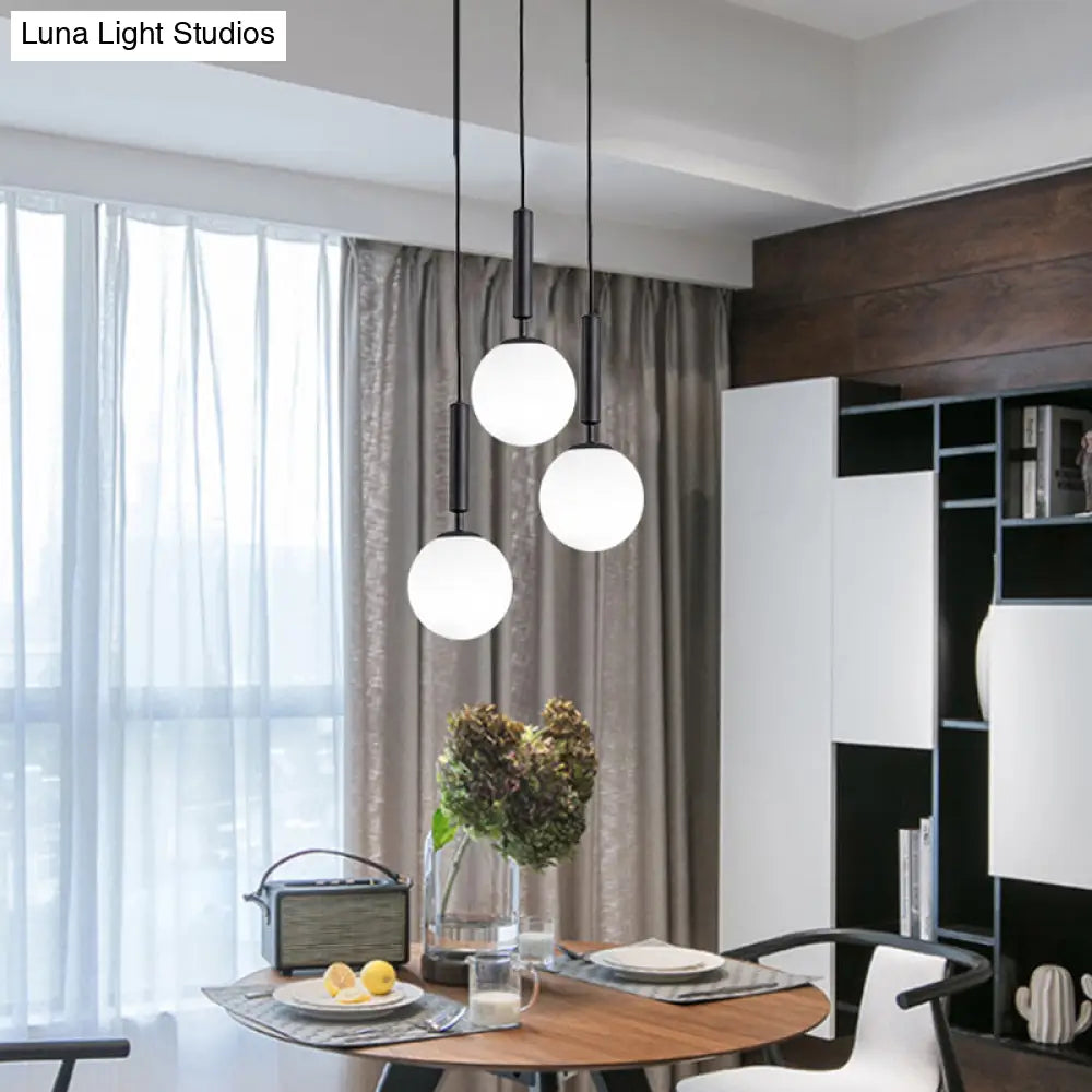Mid-Century Modern White Glass Sphere Pendant Lighting - Ideal For Restaurants