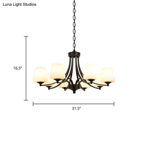 Milk Glass Chandelier: Elegant Cone Shade For Traditional Dining Room Ceiling Lighting