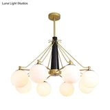 Milky Glass Chandelier Light Fixture - Modern Style 6/8 Lights Gold Finish Ideal For Living Room