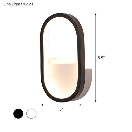 Mini Aluminum Ellipse Led Wall Lamp In Simplicity White/Black - Warm/White Light