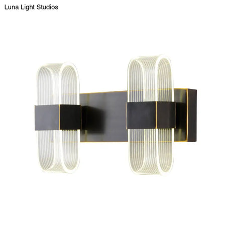 Mini Oblong Sconce Light - Simple Acrylic 1/2-Light Led Wall Mount In Black