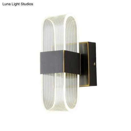 Mini Oblong Sconce Light - Simple Acrylic 1/2-Light Led Wall Mount In Black