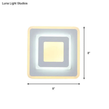 Minimal Acrylic Led Wall Sconce Light - Round/Square Energy-Saving White/Warm Lighting