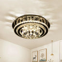 Minimal Chrome Led Crystal Teardrop Flush Mount Ceiling Light