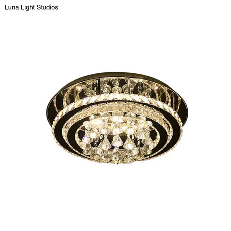 Minimal Chrome Led Crystal Teardrop Flush Mount Ceiling Light