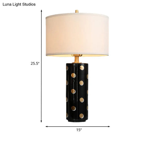 Minimal Drum Table Lamp: White Light Fabric Cylinder Base - Perfect Bedroom Nightstand Lighting