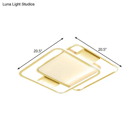 Minimal Dual Rhombus Flush Light - Gold Finish Led Metal Lamp (16.5’/20.5’ Wide) In Warm/White