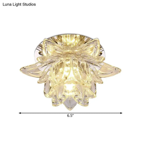 Minimal Flower Crystal Led Ceiling Mount Light In Warm/White