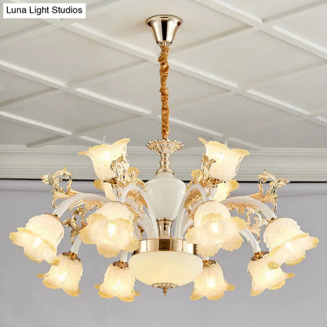 Minimal Frosted Glass Flower Ceiling Lamp - White Dining Room Chandelier