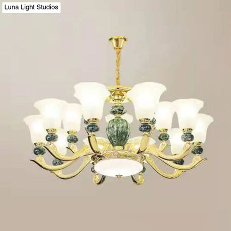 Minimal Frosted Glass Morning Glory Chandelier - Ideal Living Room Hanging Lamp