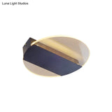 Minimal Geometric Flushmount Led Ceiling Light In Black/White/Gold - White/Warm Lighting