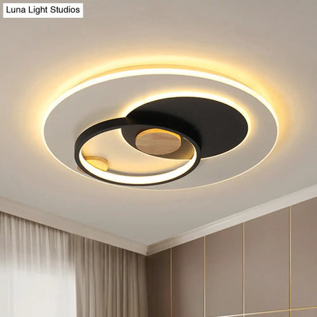 Minimal Intersected Circle Ceiling Light Iron Bedroom Led Flushmount Lighting (16.5’/20.5’) -