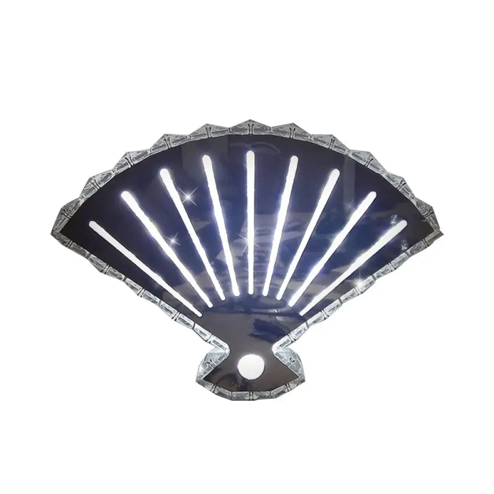 Minimal Led Crystal Wall Lamp - Black Fan Design With Adjustable Warm/White Lighting