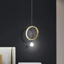 Minimal Led Hanging Lamp In Brass With Milk Glass Shade For Bedside Warm/White Light -